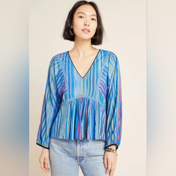 Anthropologie x Conditions Apply Estelle Striped Blouse - Picture 1 of 9